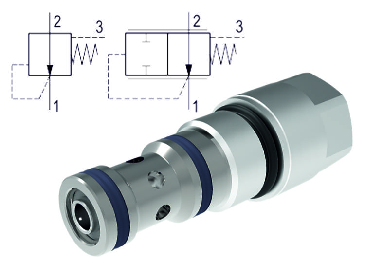 Logic Valves, Spool Type, Normally Open, Cartridge